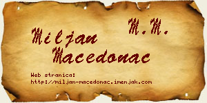 Miljan Macedonac vizit kartica
